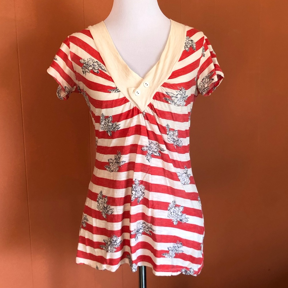 Anthropologie stripe tee shirt nautical style top